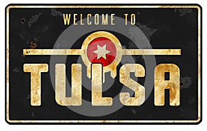 Tulsa Oklahoma Street Sign Logo Art Vintage photo