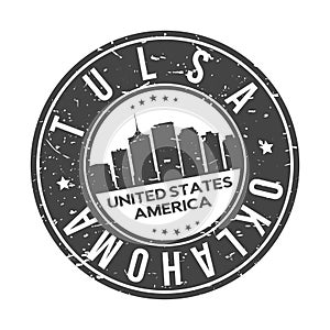 Tulsa Oklahoma USA Stamp. Logo Icon Symbol Design Skyline City Vector.