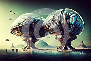 Tultitlan de Mariano Escobedo, MÃ©xico, Mexico Futuristic Cityscape. Generative AI. photo