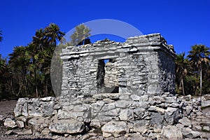 Ruins and sea in tulum, quintana roo, mexico photo