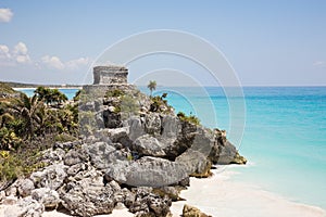 Tulum beach with Maya temple