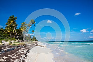 Tulum beach view, caribbean paradise, at Quintana Roo, Mexico.