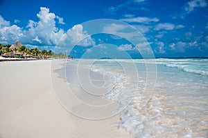 Tulum beach view, caribbean paradise, at Quintana Roo, Mexico.