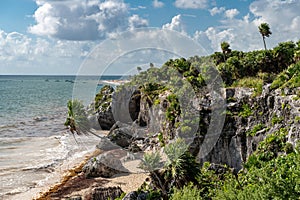 Tulum Mexico, Mayan ruins on top of the cliff