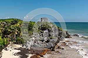 Tulum Mexico, Mayan ruins on top of the cliff