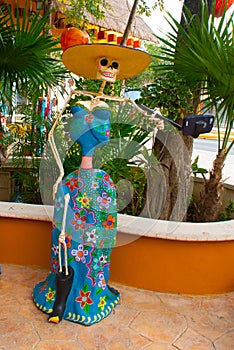 Tulum, Quintana Roo, Mexico: statues of the goddess of death Katrina takes selfies, photographs