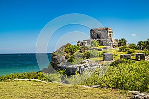 Tulum ruins at the Caribbean coast, Quintana Roo, Mexico.
