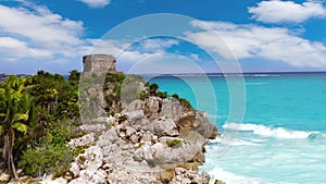 Tulum ruins in Caribbean sea at Mayan Riviera