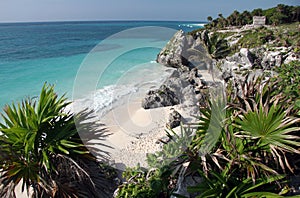 Tulum ruins with sandy beach