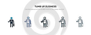 Tumb up business man icon in different style vector illustration. two colored and black tumb up business man vector icons designed