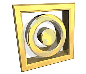 Tumble dry symbol in gold isolated - 3D