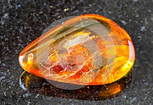 Tumbled Amber gem stone on black