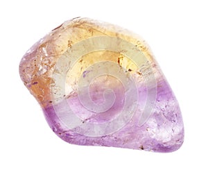 tumbled ametrine gem stone on white