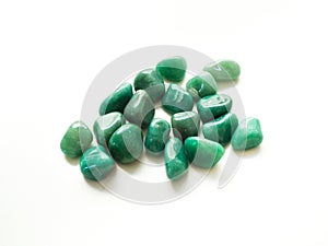 Tumbled aventurine stones for crystal therapy treatments and reiki detail