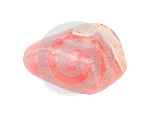 Tumbled banded Rhodochrosite gemstone isolated