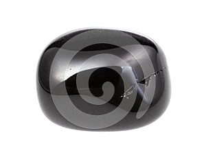 tumbled black onyx gem stone isolated on white