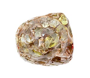 tumbled Chrysolite (Olivine, Peridot) gem isolated