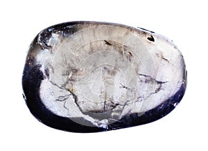 tumbled cordierite gemstone isolated on white