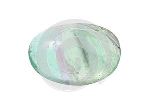 tumbled Fluorite gem stone isolated on white