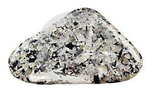 tumbled foyaite mineral isolated on white