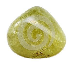 tumbled green grossular garnet gemstone isolated