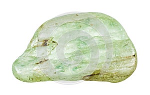 tumbled green kyanite gemstone isolated on white