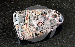 tumbled Leopard Skin Jasper, Jaguar Stone on black