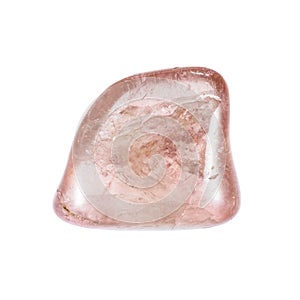 tumbled pink tourmaline gemstone isolated on white