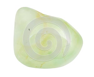 tumbled Prehnite gemstone isolated on white