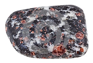 Tumbled quartz with black Hornblende, pink garnet