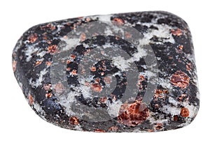 Tumbled quartz with black Hornblende, pink garnet photo