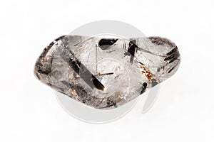 tumbled quartz stone with Tourmaline crystals