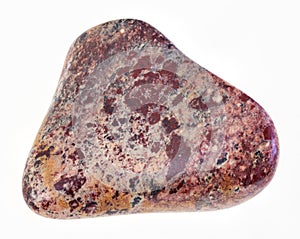 tumbled red Brecciated Jasper gem stone on white