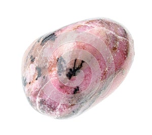 Tumbled rhodonite gemstone cutout on white