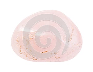 Tumbled Rose quartz gem stone isolated on white