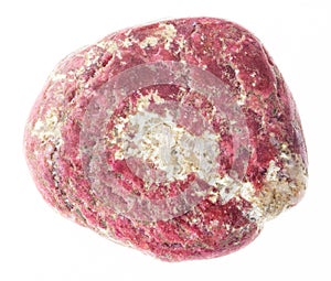 tumbled thulite (pink zoisite) gem stone on white