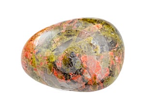 tumbled Unakite gem stone isolated on white photo