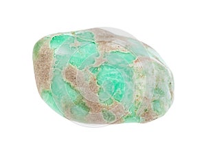 tumbled Variscite gem stone isolated on white photo