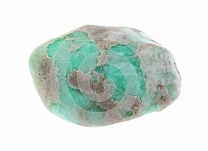 tumbled variscite gem stone on white