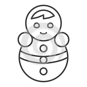 Tumbler doll thin line icon, Kids toys concept, roly poly toy sign on white background, doll balance icon in outline