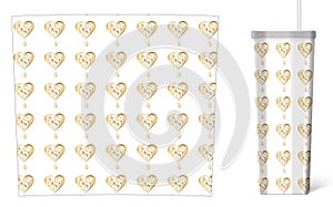 Tumblers wrap design with golden sparcle hearts pattern. 20oz tumblers wrap mug