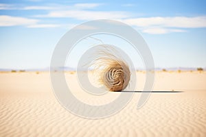 tumbleweed rolling with the wind in desert