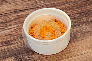 Tumeric powder in the bowl