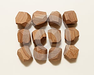 Tumi ishi japanese desktop game meditation, pattern from eco-friendly wooden polygonal stones for building tower