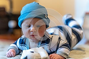 Tummy time with 4 month old baby boy