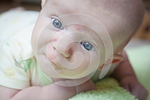 Tummy Time for Blue Eyed Baby