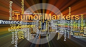 Tumor markers background concept glowing