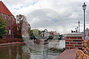 Tumski Bridge in Wroclaw, Poland