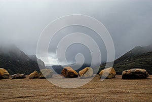 A tun out in the Santa Monica Mountains looking towards the Pacific Ocean.