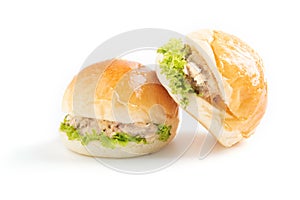 Tuna burger isolated on white background